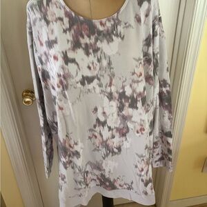 PUREJILL 3X MODERNISTIC FLORAL SOFT KNIT TOP